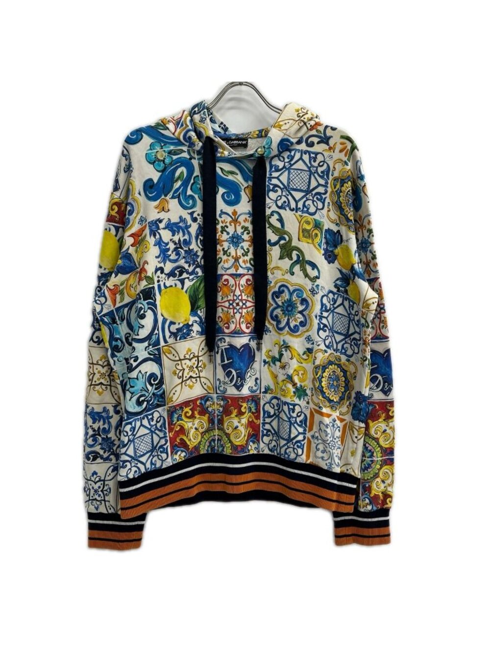 Dolce & Gabbana Yellow All Over Print Majolica Hoodie 54